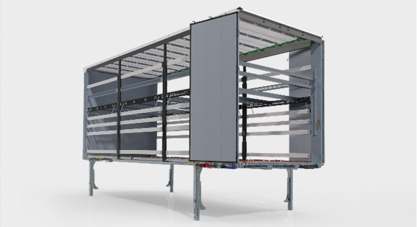 Wechselbehälter für mit Curtainsider und zweiter Ladeebbene
